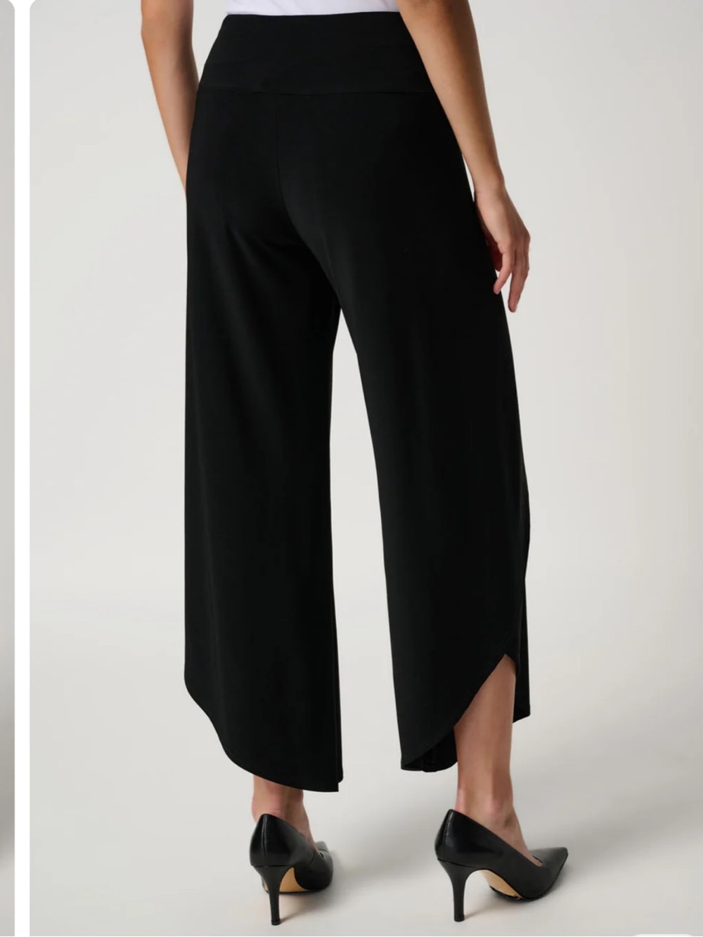 joseph ribkoff Black Stretch Pull On Classic Overlay Wide Leg Flowy Pant Sz 6 - Picture 2 of 13